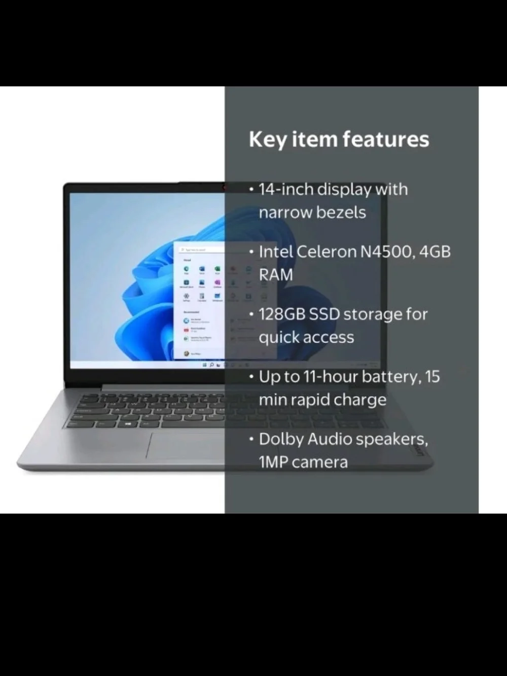Lenovo Laptop in Silver-Gray Finish with Compact Design